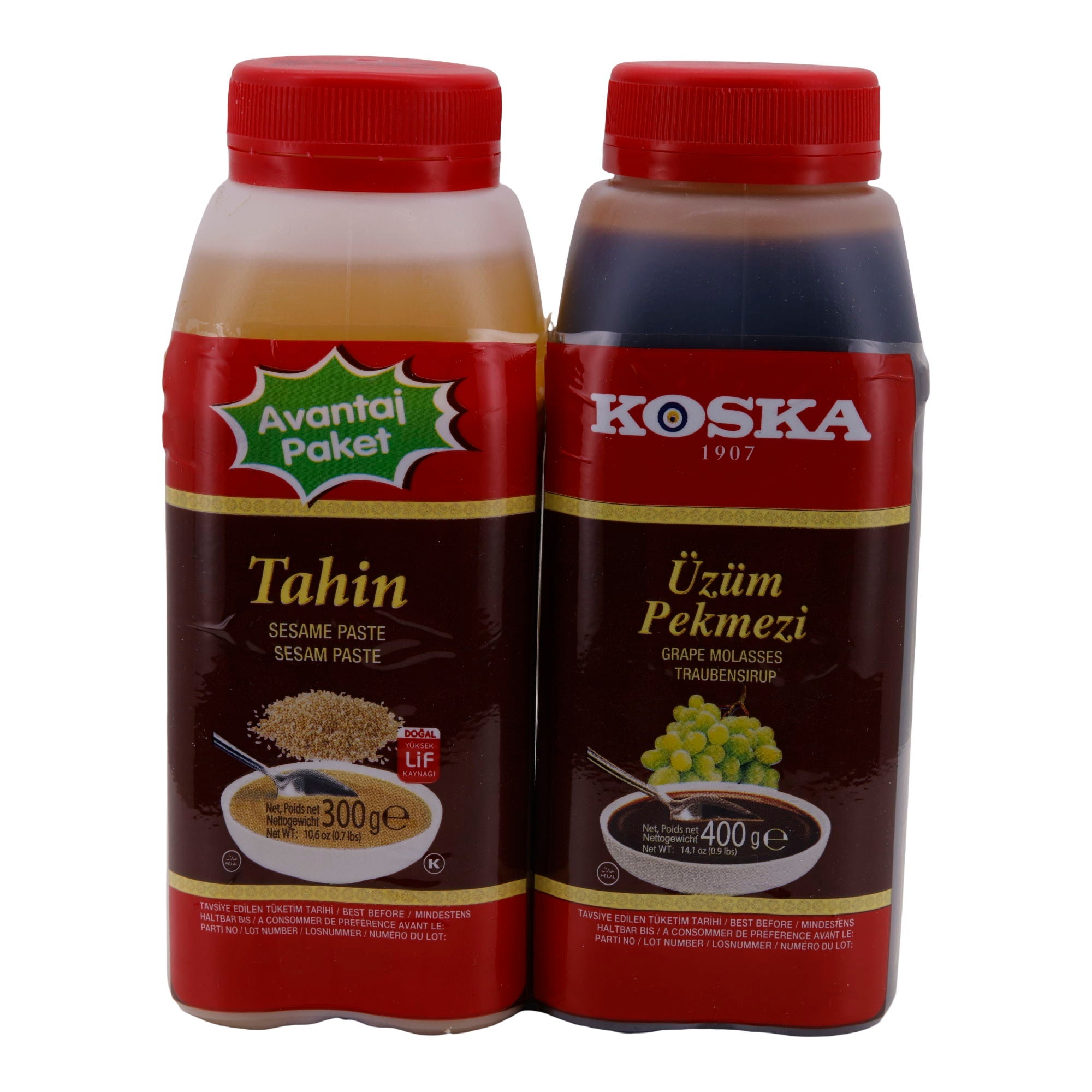 Sesampaste & Traubensirup Koska | Tahin & Üzüm Pekmezi Set | Klassiker der türkischen Küche | 300 g & 400 g KOSKA